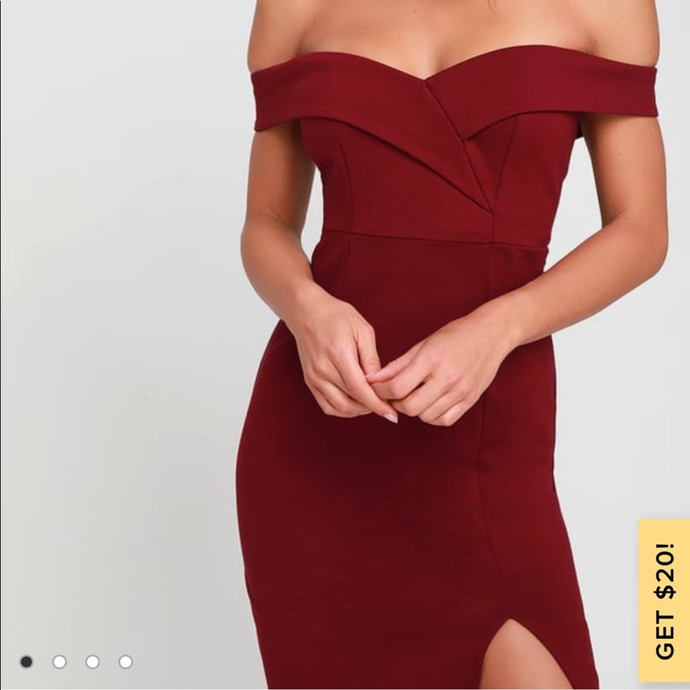Burgundy Off Shoulder Dress